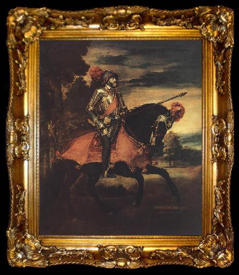 framed  TIZIANO Vecellio Emperor Charles V at Mhlberg ar, ta009-2